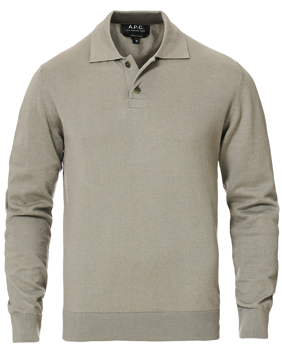 Herre | Trøjer | A.P.C. | Aymar Cotton Cashmere Knitted Polo Kaki Clair