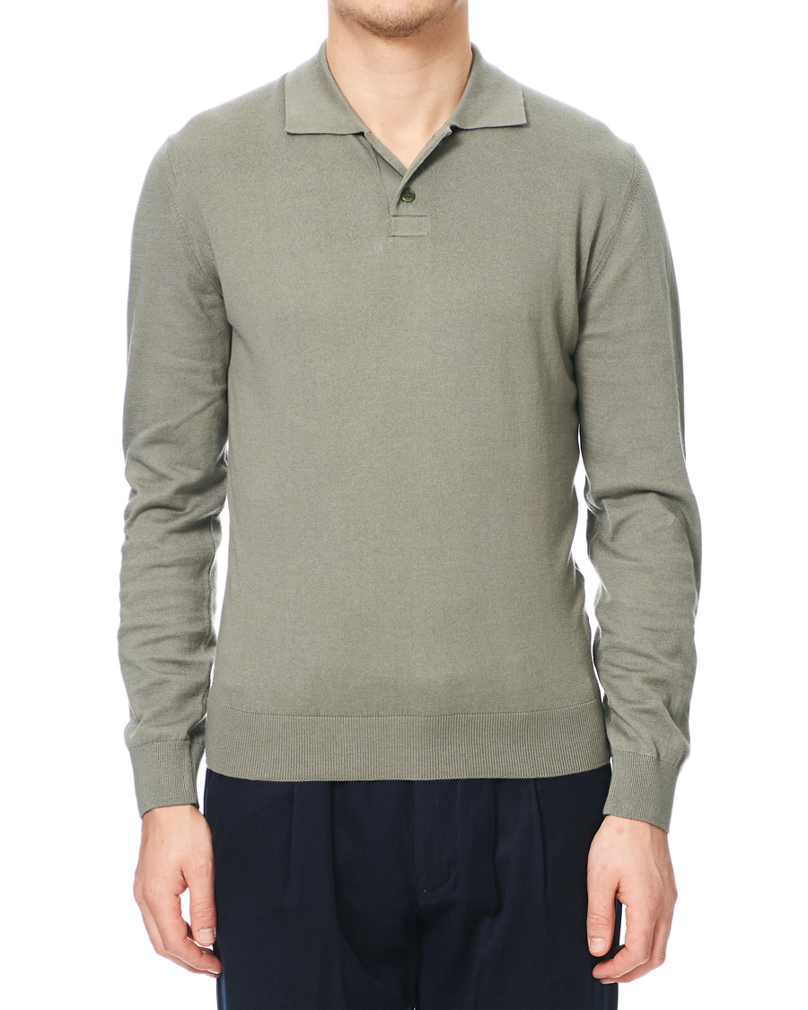 Herre | Trøjer | A.P.C. | Aymar Cotton Cashmere Knitted Polo Kaki Clair