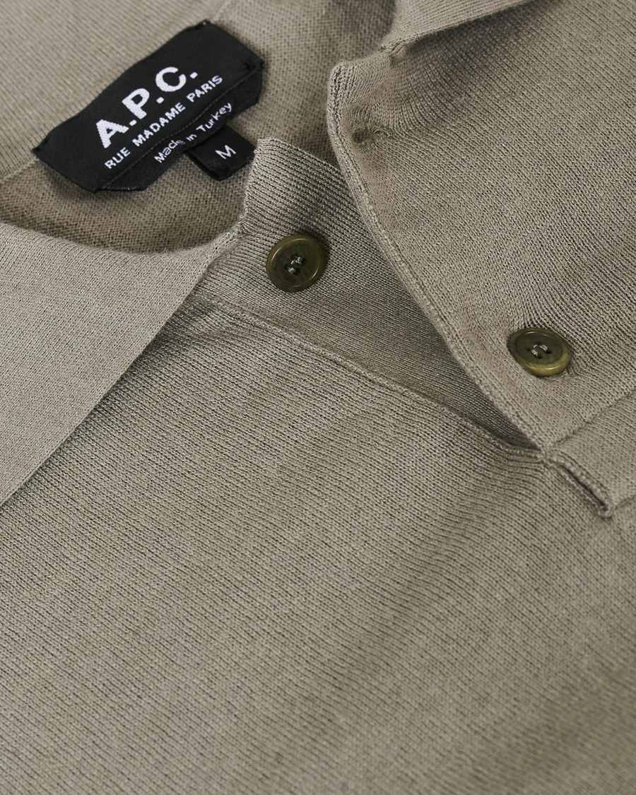 Herre | Trøjer | A.P.C. | Aymar Cotton Cashmere Knitted Polo Kaki Clair