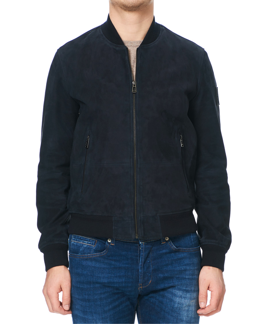 Herre | Jakker | Belstaff | Harbour Suede Bomber Jacket Dark Ink