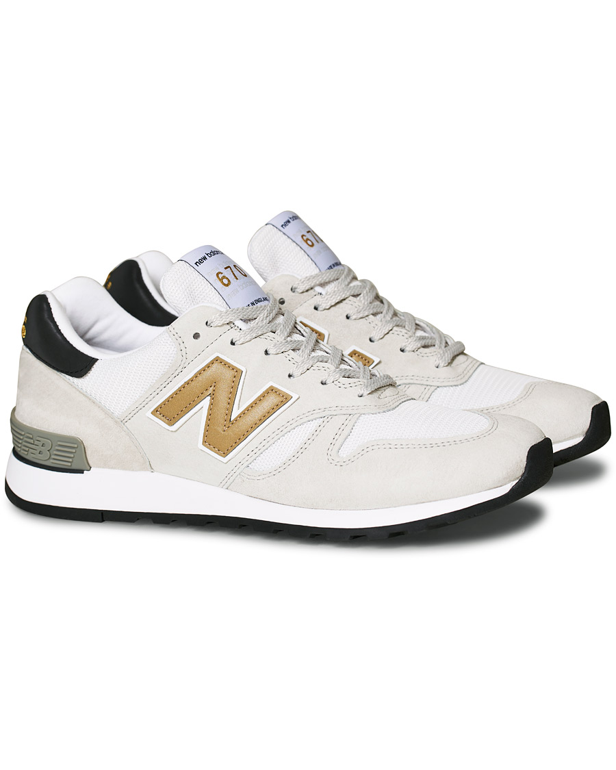 Herre | New Balance Made in England 670 Sneaker White/Gold | New Balance | Made in England 670 Sneaker White/Gold