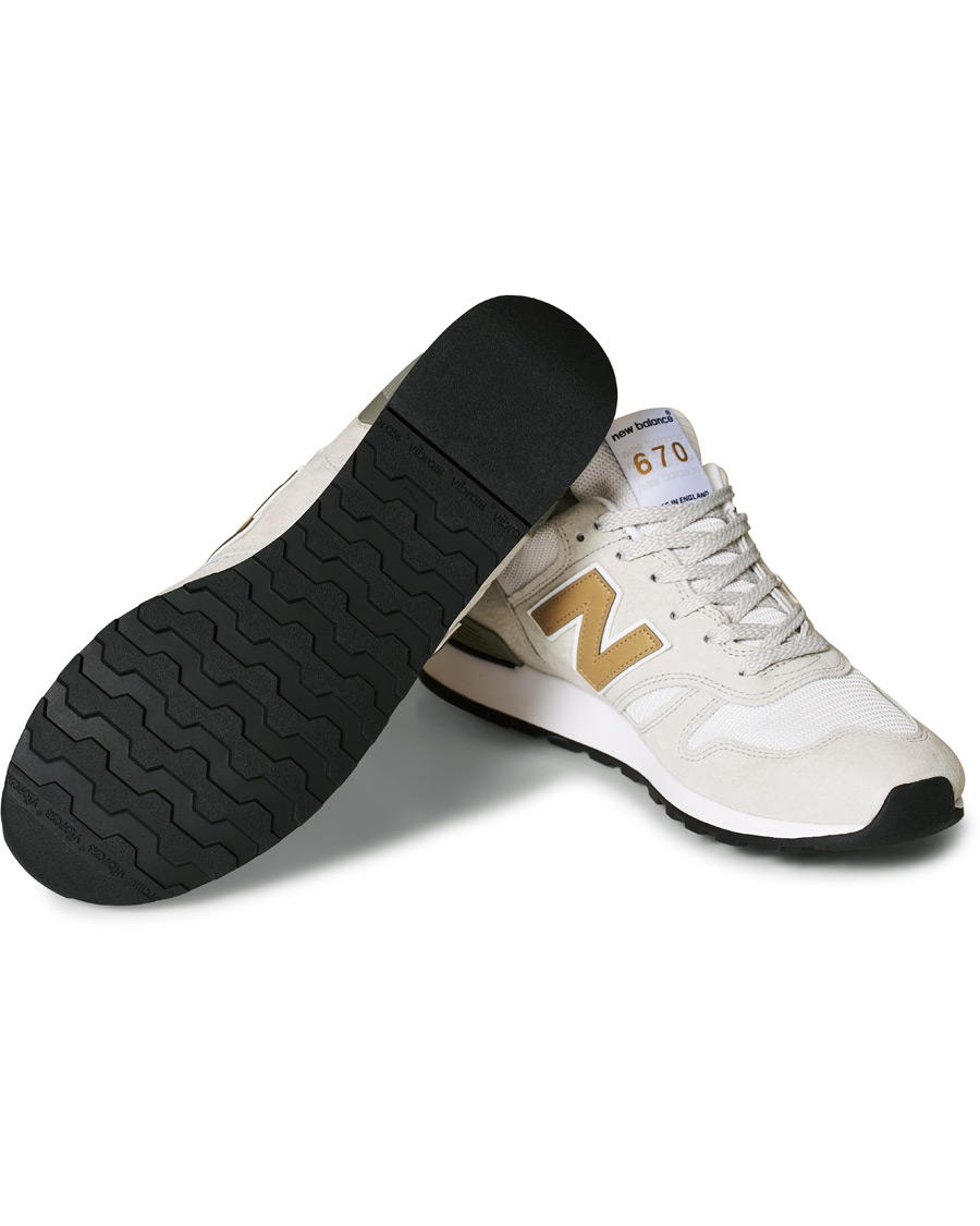 Herre | New Balance Made in England 670 Sneaker White/Gold | New Balance | Made in England 670 Sneaker White/Gold