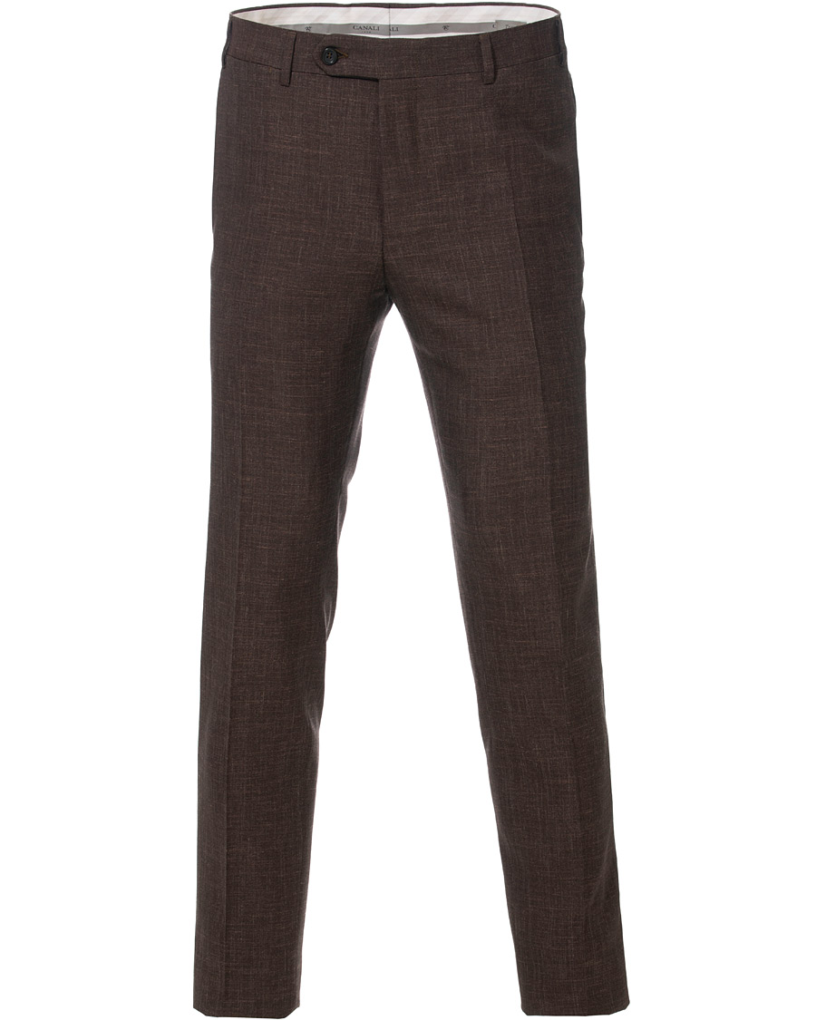 Herre | Bukser | Canali | Wool/Linen Classic Trousers Dark Brown