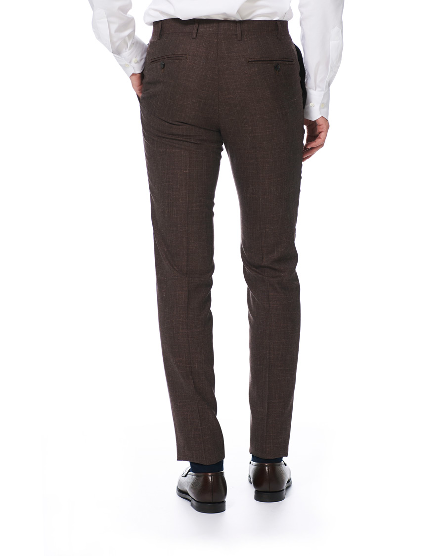 Herre | Bukser | Canali | Wool/Linen Classic Trousers Dark Brown