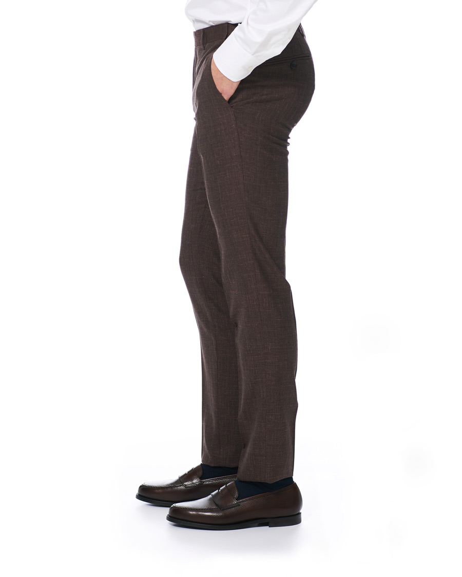 Herre | Bukser | Canali | Wool/Linen Classic Trousers Dark Brown