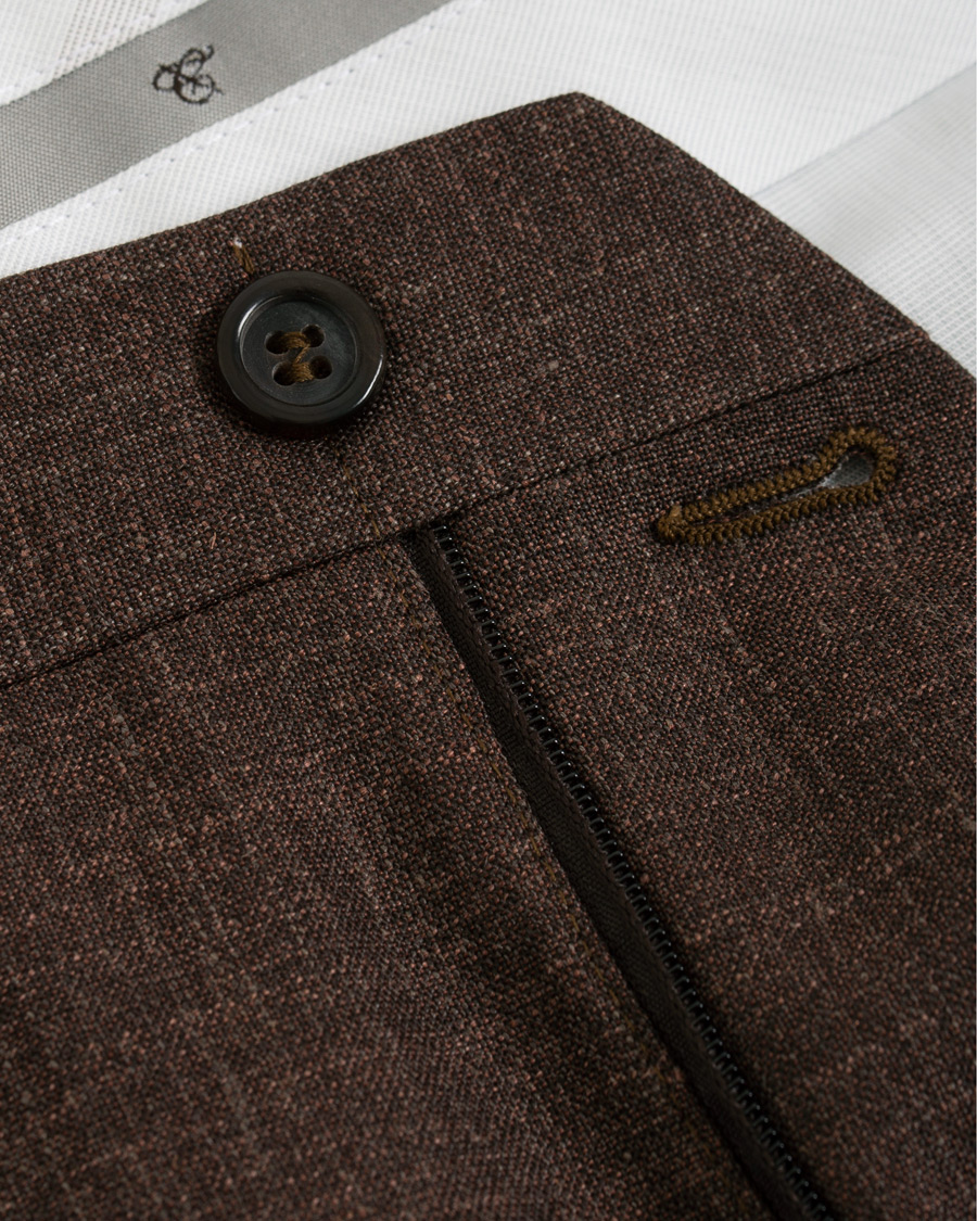Herre | Bukser | Canali | Wool/Linen Classic Trousers Dark Brown