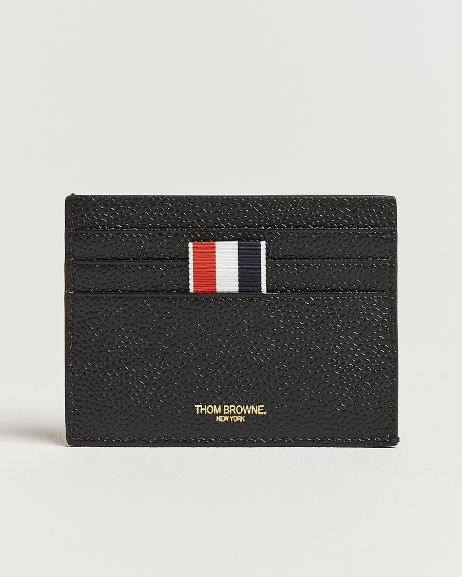 Herre | Thom Browne Pebble Grain Single Card Holder Black | Thom Browne | Pebble Grain Single Card Holder Black