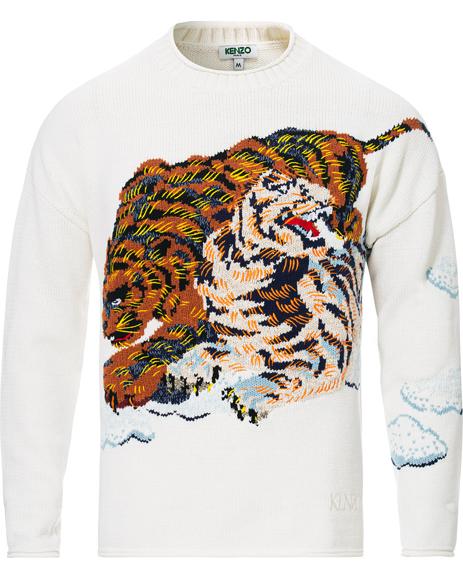 Herre | Trøjer | KENZO | Tiger Cloud Crew Neck Jumper Ecru