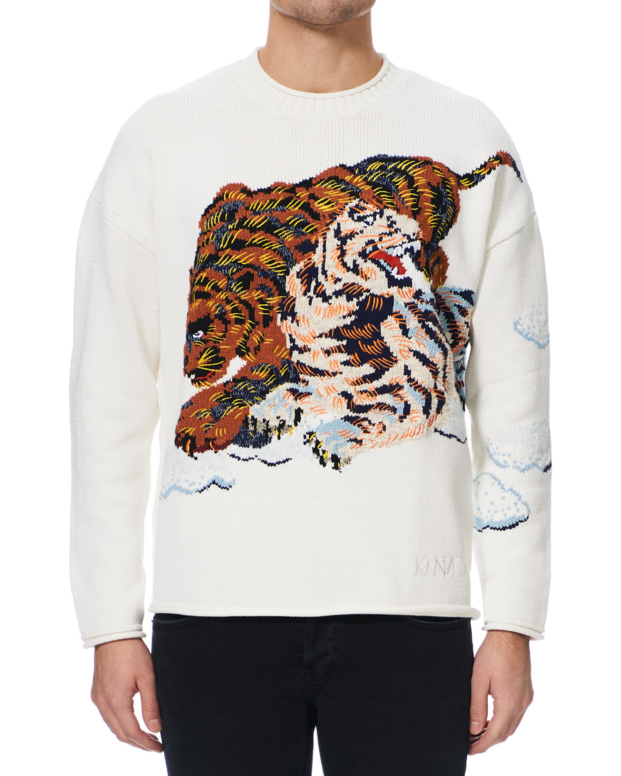 Herre | Trøjer | KENZO | Tiger Cloud Crew Neck Jumper Ecru