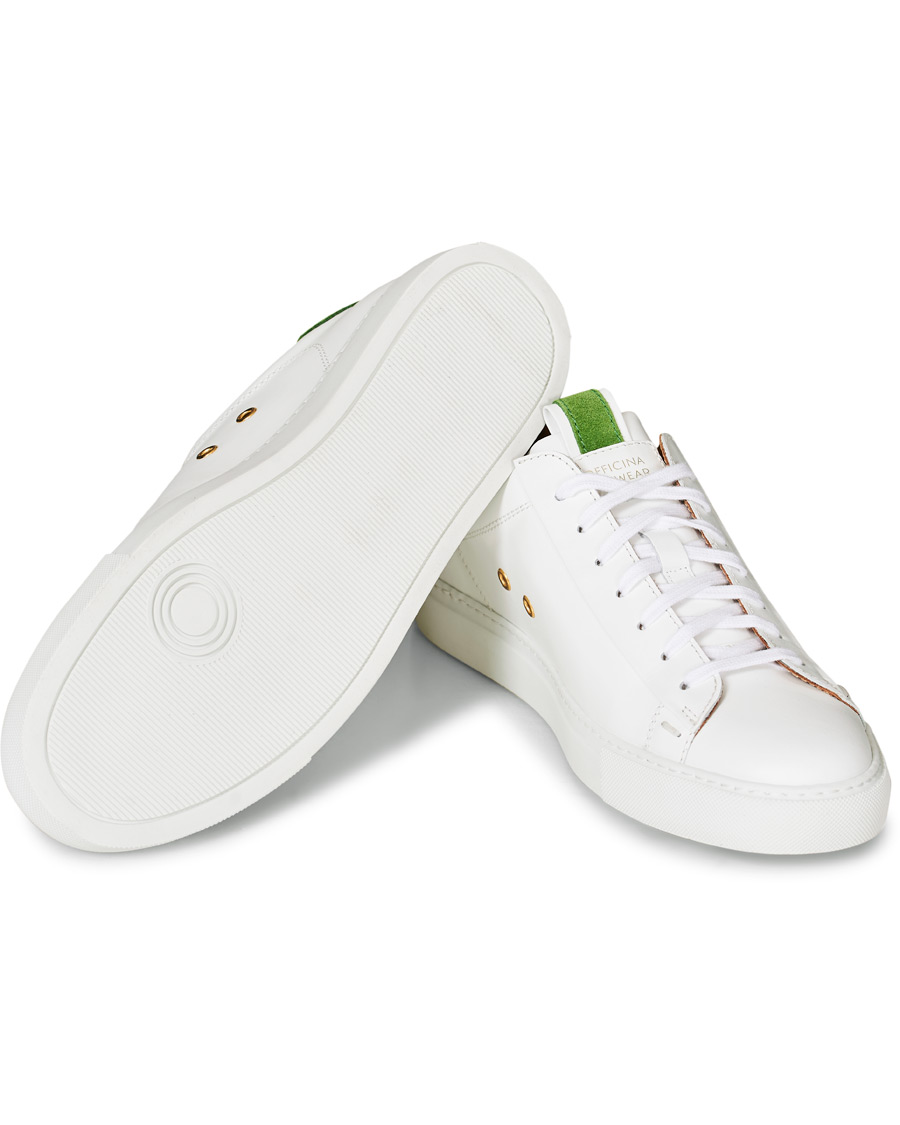 Herre | Slowear Officina Leather Sneaker White/Green | Slowear | Officina Leather Sneaker White/Green