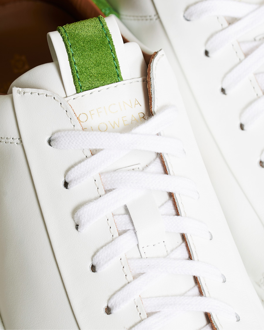 Herre | Slowear Officina Leather Sneaker White/Green | Slowear | Officina Leather Sneaker White/Green