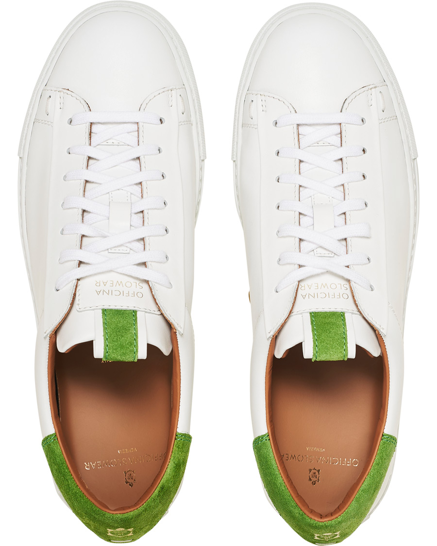 Herre | Slowear Officina Leather Sneaker White/Green | Slowear | Officina Leather Sneaker White/Green