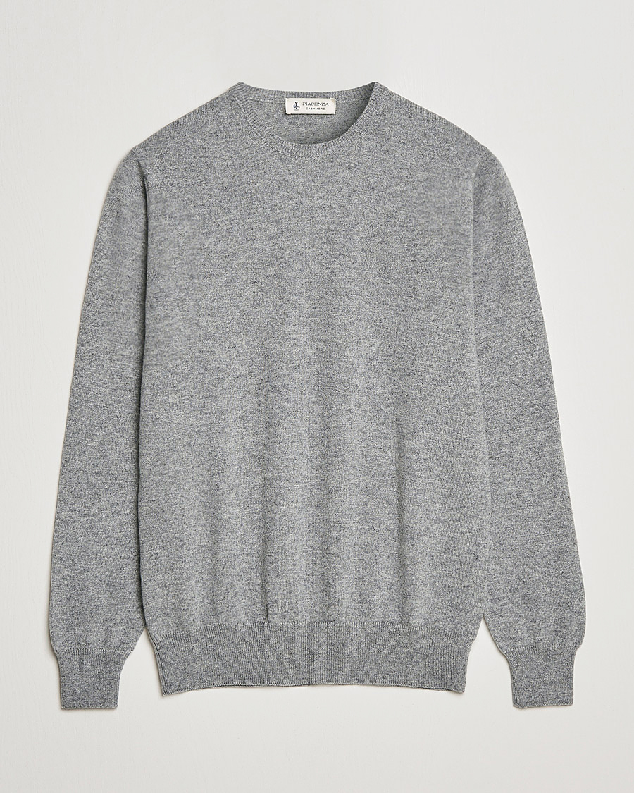 Herre | Trøjer | Piacenza Cashmere | Cashmere Crew Neck Sweater Light Grey