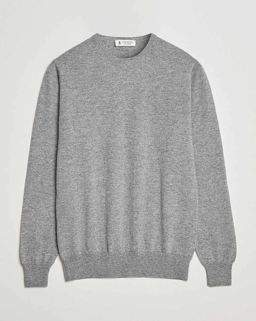 Herre |  | Piacenza Cashmere | Cashmere Crew Neck Sweater Light Grey