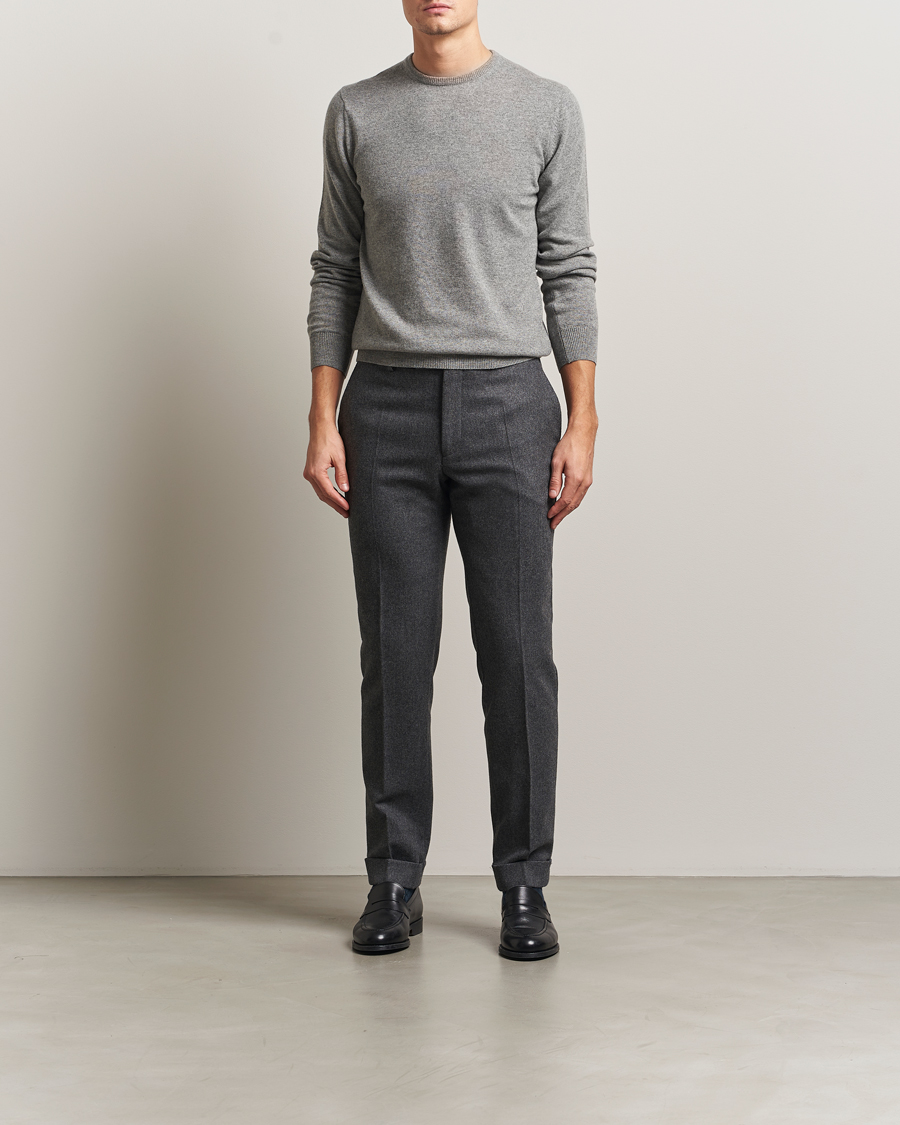 Herre | Trøjer | Piacenza Cashmere | Cashmere Crew Neck Sweater Light Grey