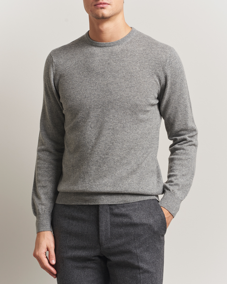 Herre | Trøjer | Piacenza Cashmere | Cashmere Crew Neck Sweater Light Grey