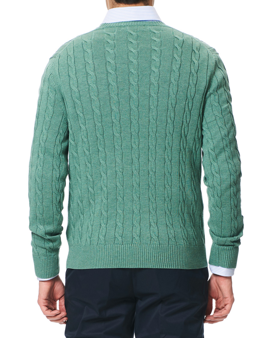 Herre | Trøjer | Brooks Brothers | Cotton Cable Crew Neck Sweater Green Teal