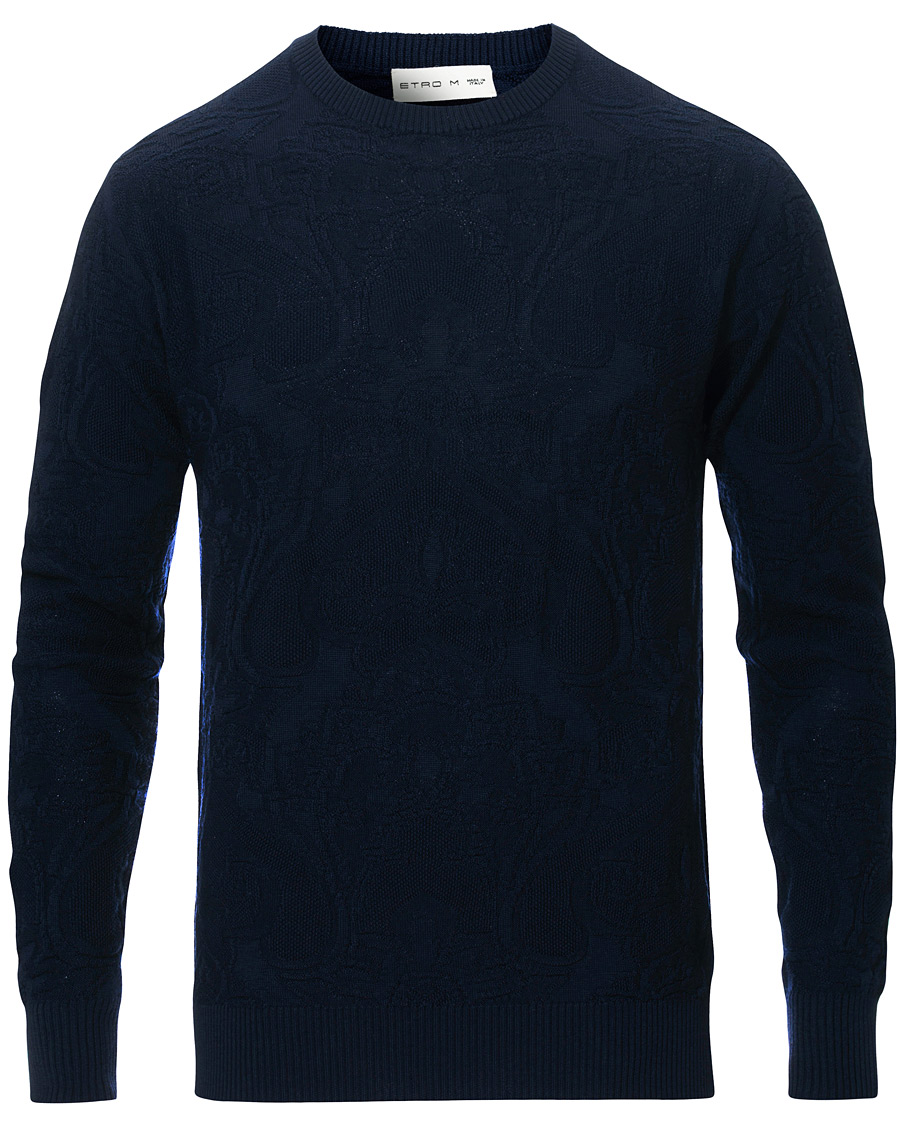 Herre | Trøjer | Etro | Tonal Embroidery Knitted Sweater Dark Blue