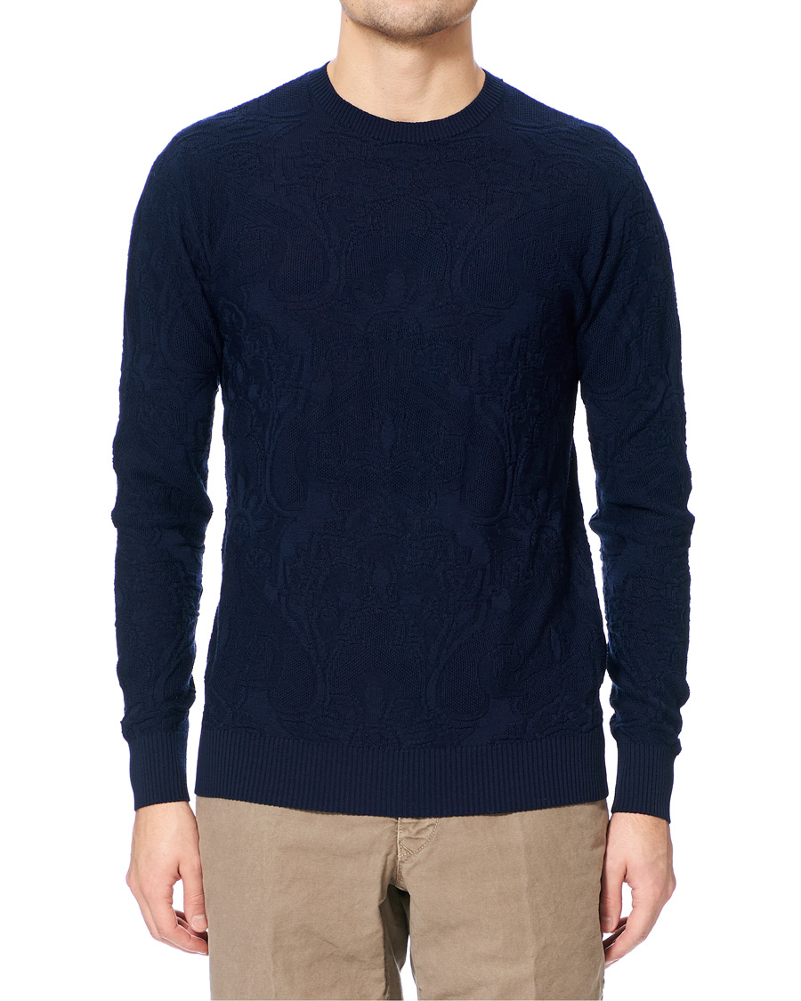 Herre | Trøjer | Etro | Tonal Embroidery Knitted Sweater Dark Blue