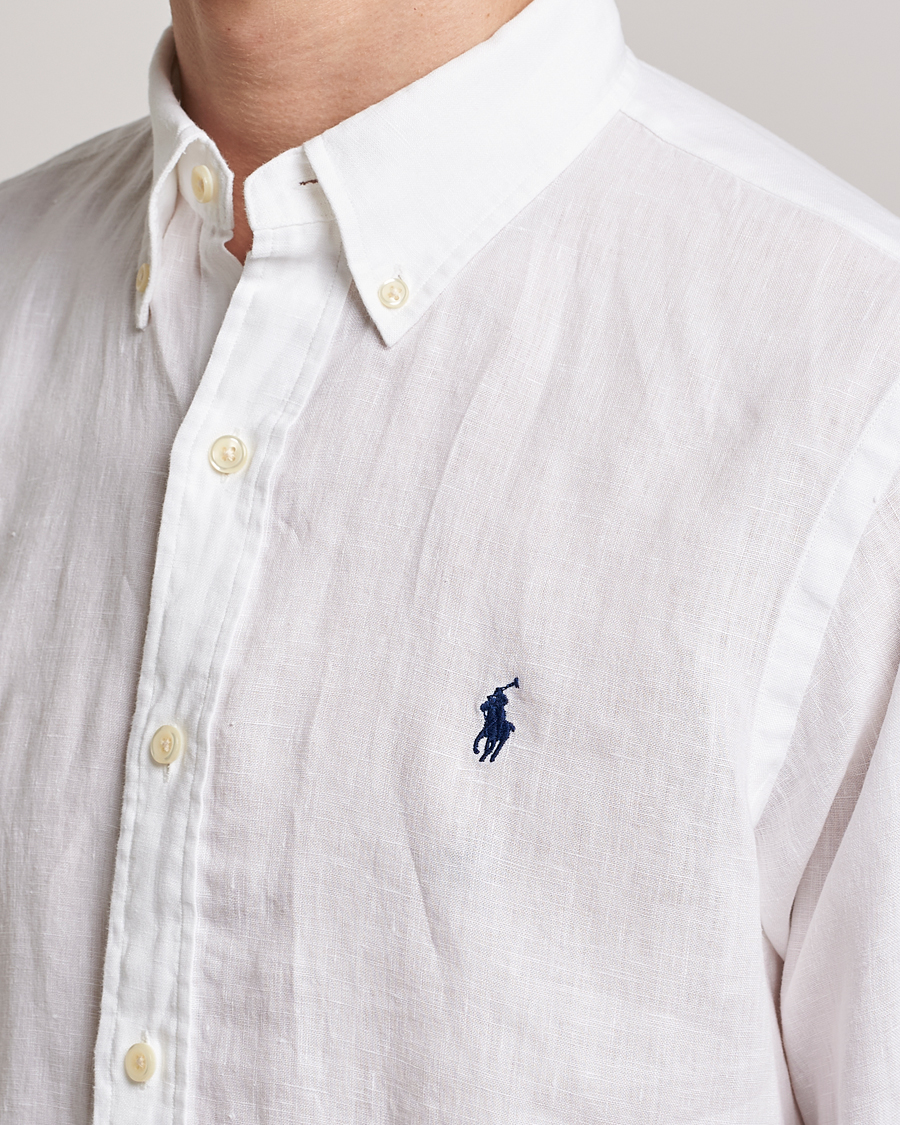 Herre | Skjorter | Polo Ralph Lauren | Custom Fit Linen Button Down White