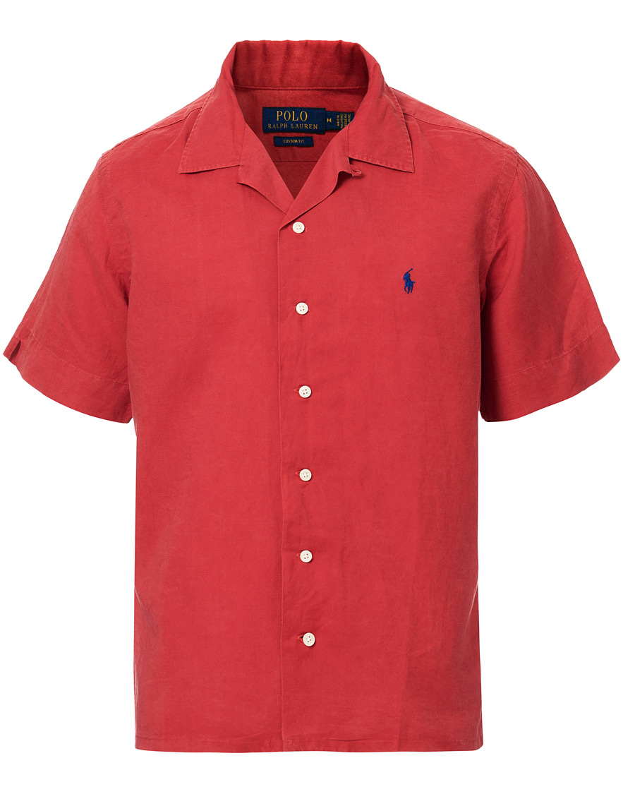 Polo Ralph Lauren Collar Shirt
 Polo Ralph Lauren Custom Fit Camp Collar Short Sleeve Shirt Spring Red Ca