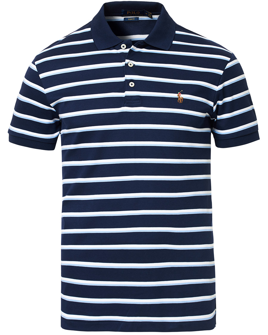Herre | Polotrøjer | Polo Ralph Lauren | Slim Fit Luxury Pima Cotton Stripe Polo Navy