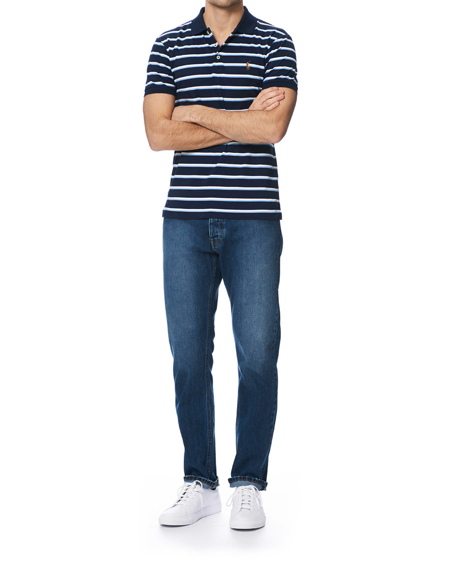 Herre | Polotrøjer | Polo Ralph Lauren | Slim Fit Luxury Pima Cotton Stripe Polo Navy