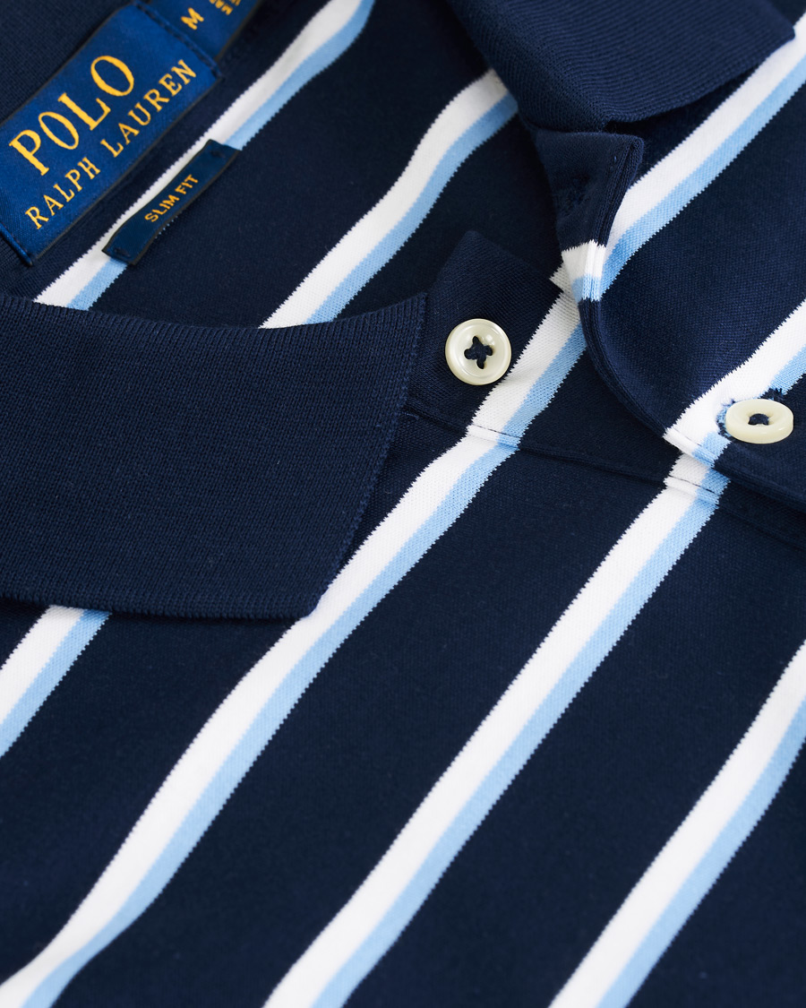 Herre | Polotrøjer | Polo Ralph Lauren | Slim Fit Luxury Pima Cotton Stripe Polo Navy