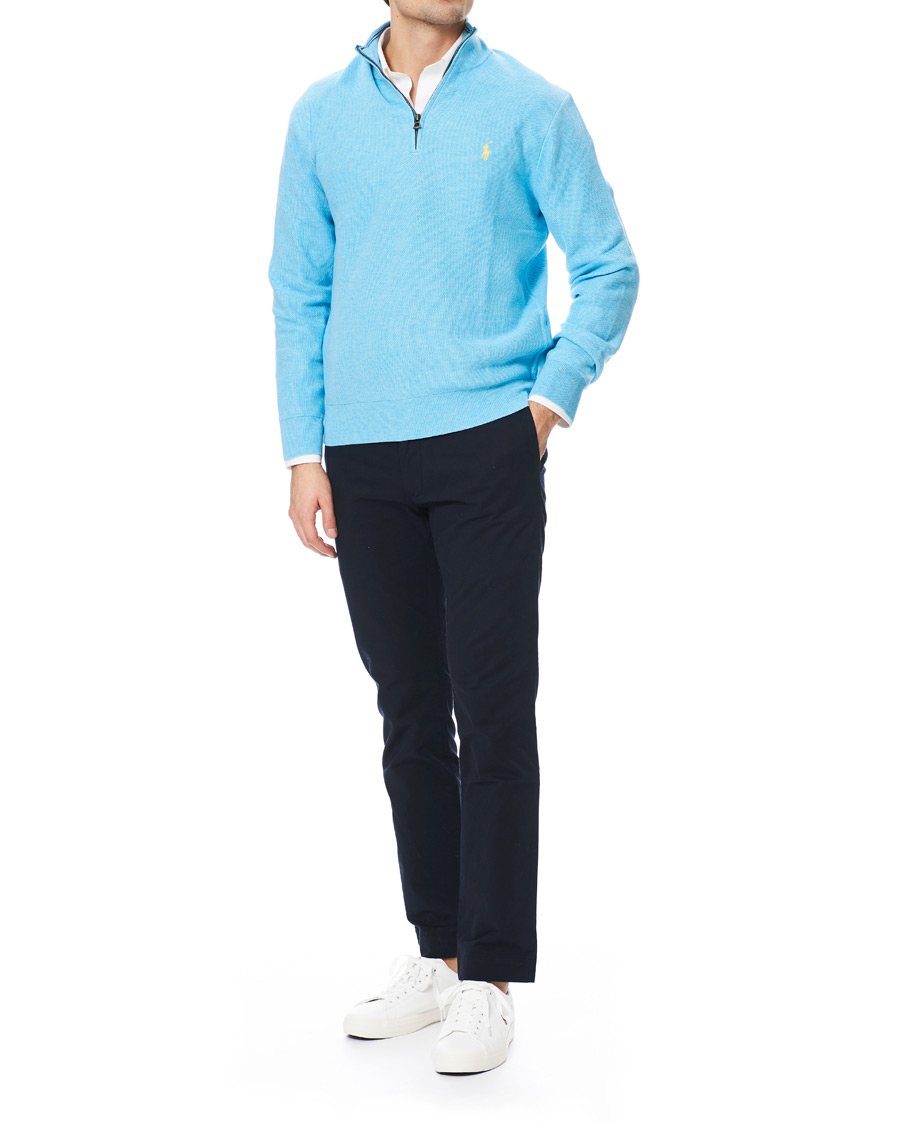 Herre | Trøjer | Polo Ralph Lauren | Texture Half Zip Light Blue Heather