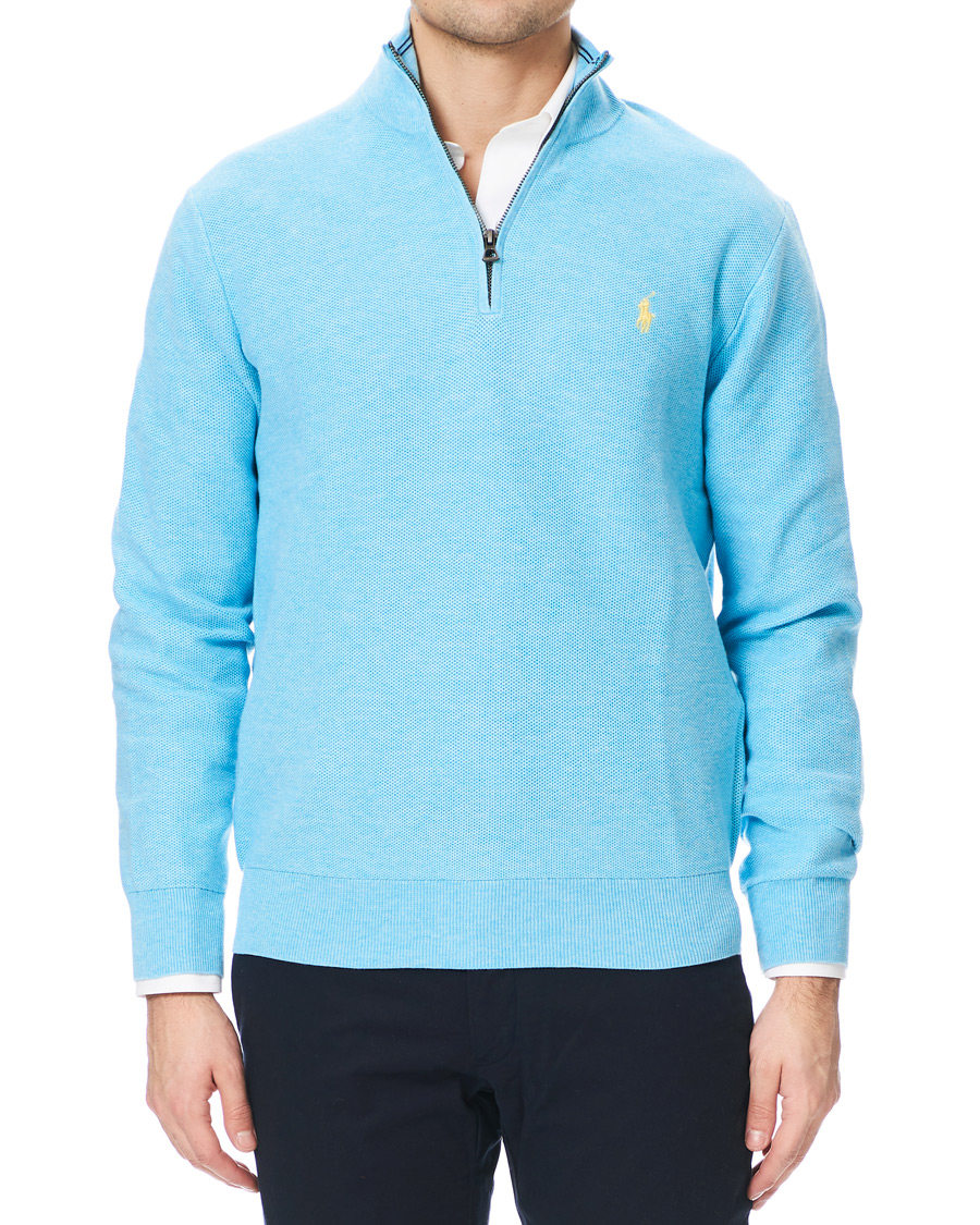 Herre | Trøjer | Polo Ralph Lauren | Texture Half Zip Light Blue Heather