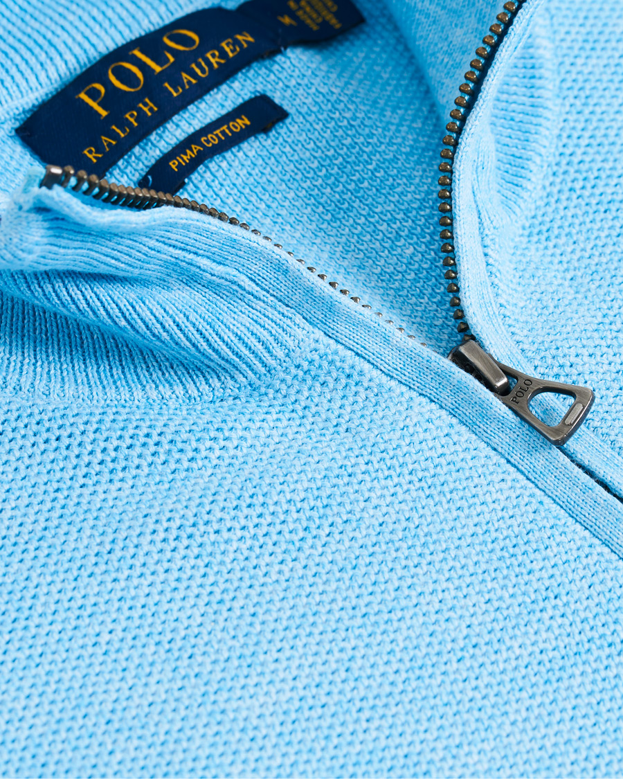 Herre | Trøjer | Polo Ralph Lauren | Texture Half Zip Light Blue Heather