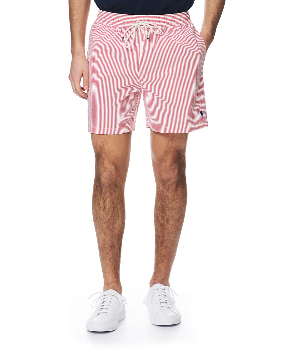Herre | Badebukser | Polo Ralph Lauren | Seersucker Stripe Swimshorts Red/White