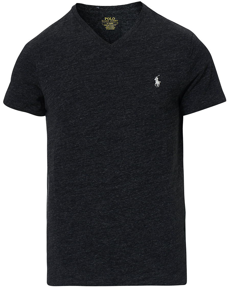Herre | T-Shirts | Polo Ralph Lauren | V-Neck Tee Black Marl Heather