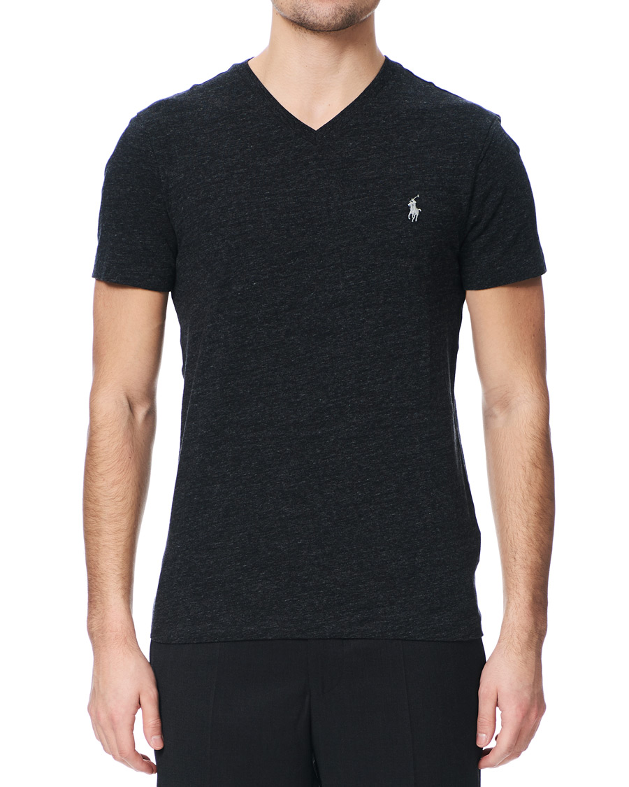 Herre | T-Shirts | Polo Ralph Lauren | V-Neck Tee Black Marl Heather