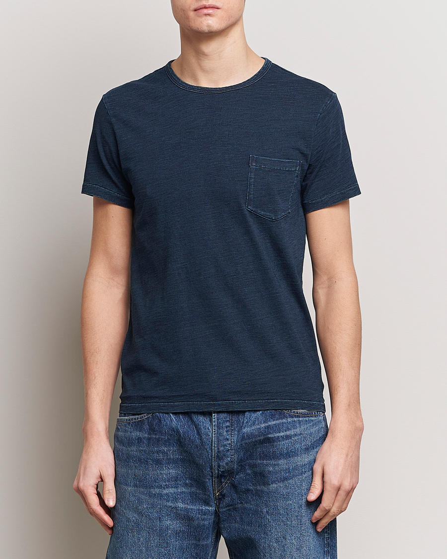 Herre | T-Shirts | RRL | Short Sleeve Pocket Tee Rinsed Indigo