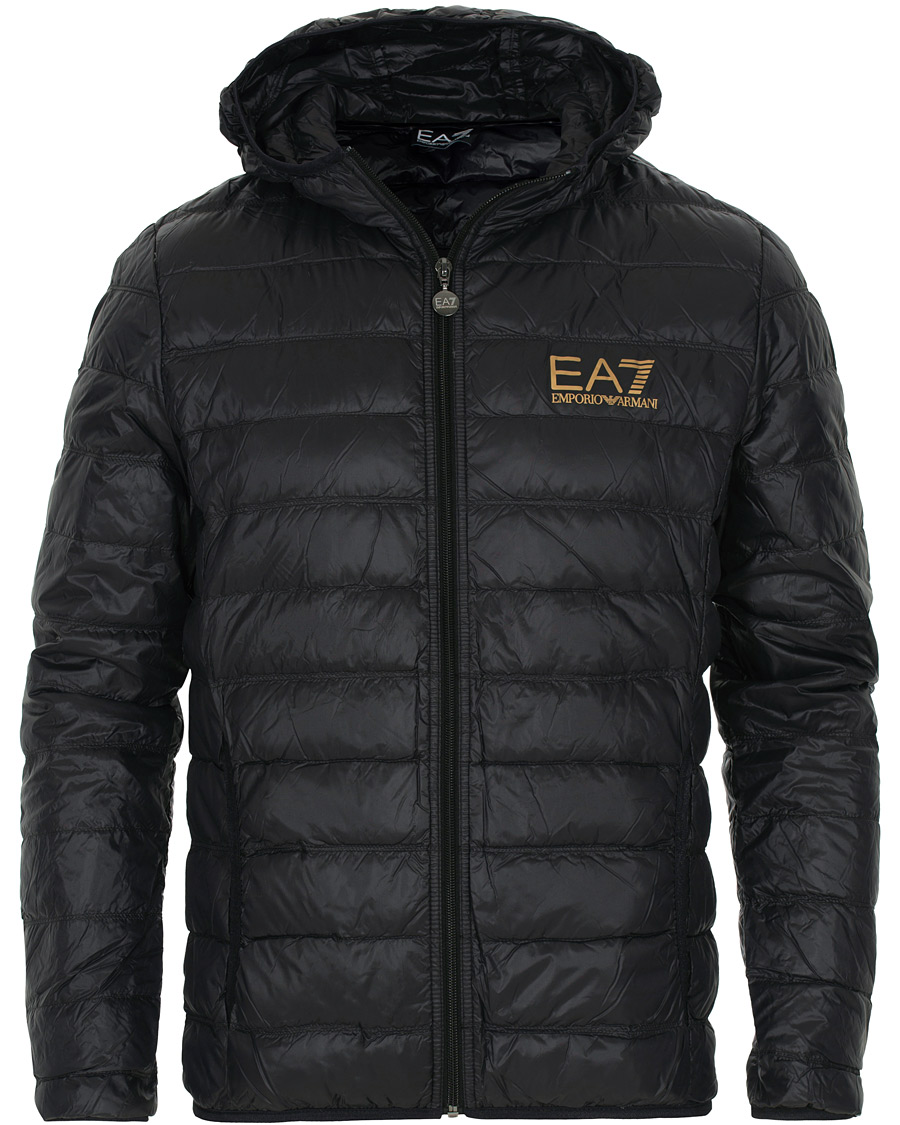 Herre | Jakker | EA7 | Train Core Light Down Hoodie Jacket Black/Gold