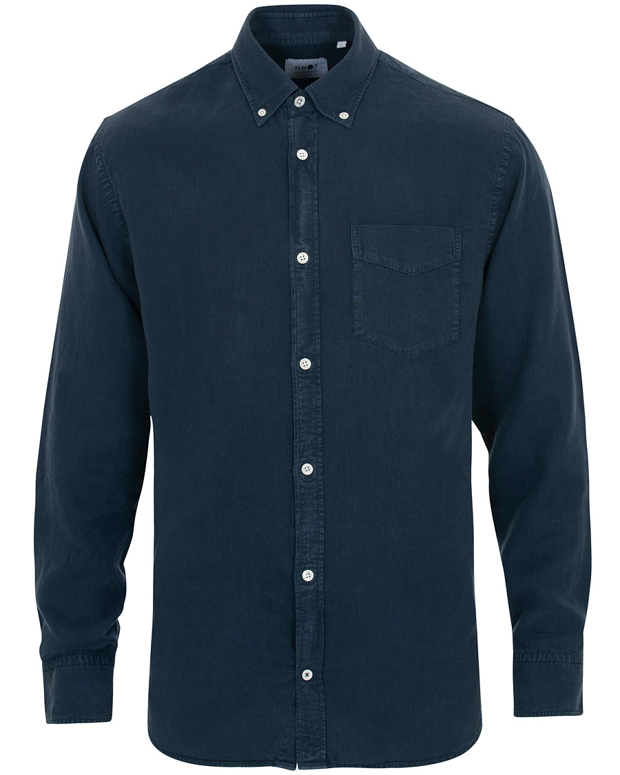 Herre | Skjorter | NN07 | Levon Lyocell/Linen Button Down Shirt Navy Blue