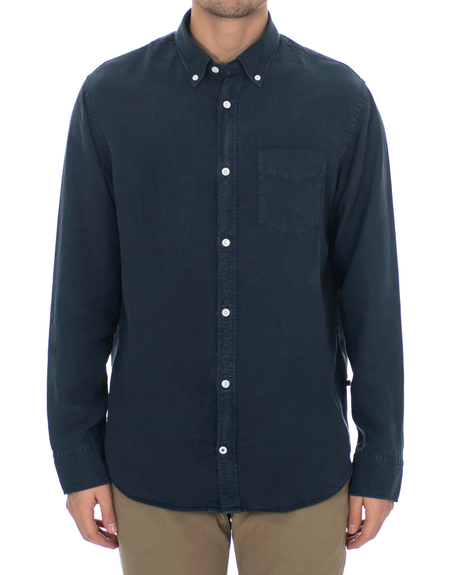 Herre | Skjorter | NN07 | Levon Lyocell/Linen Button Down Shirt Navy Blue