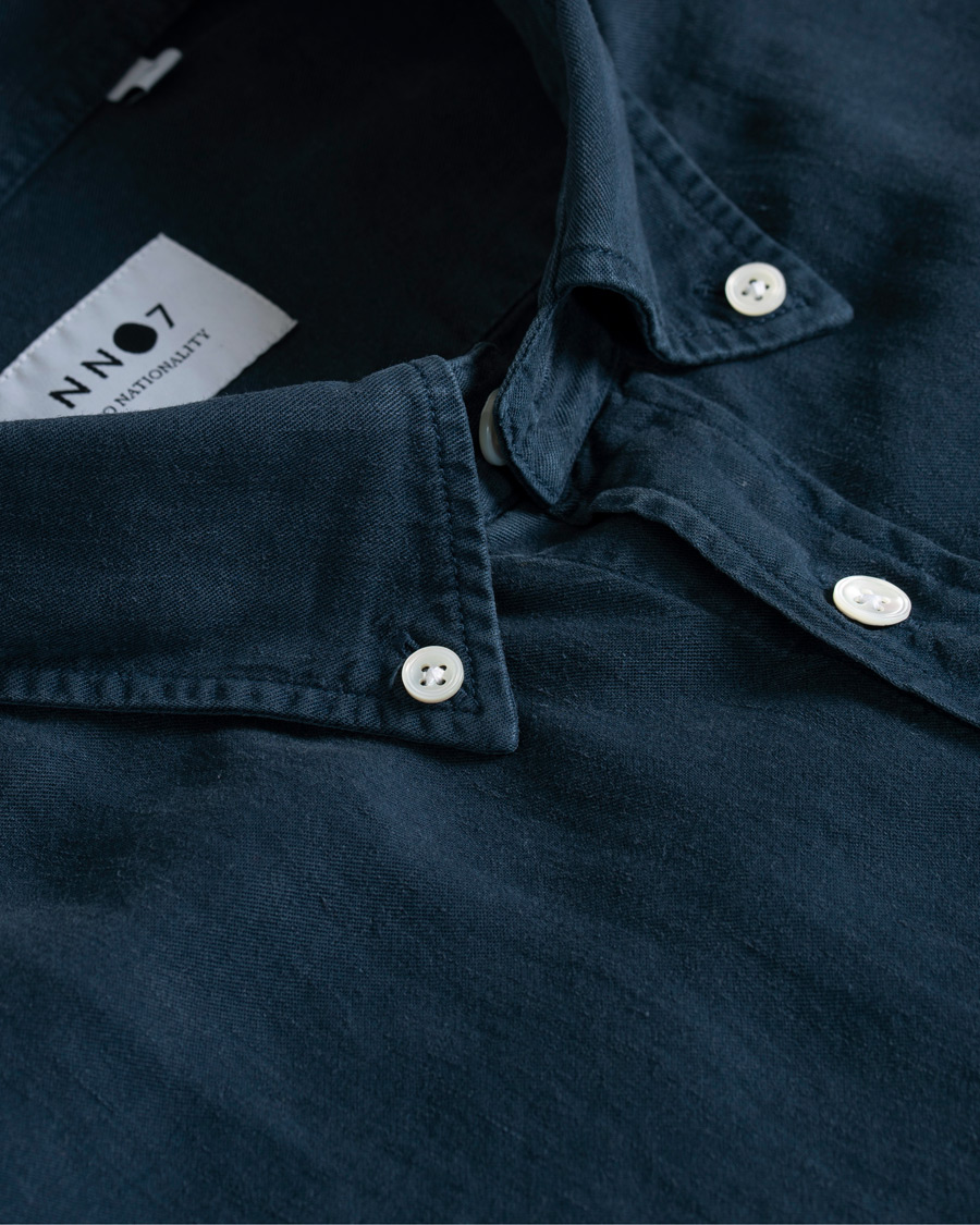 Herre | Skjorter | NN07 | Levon Lyocell/Linen Button Down Shirt Navy Blue
