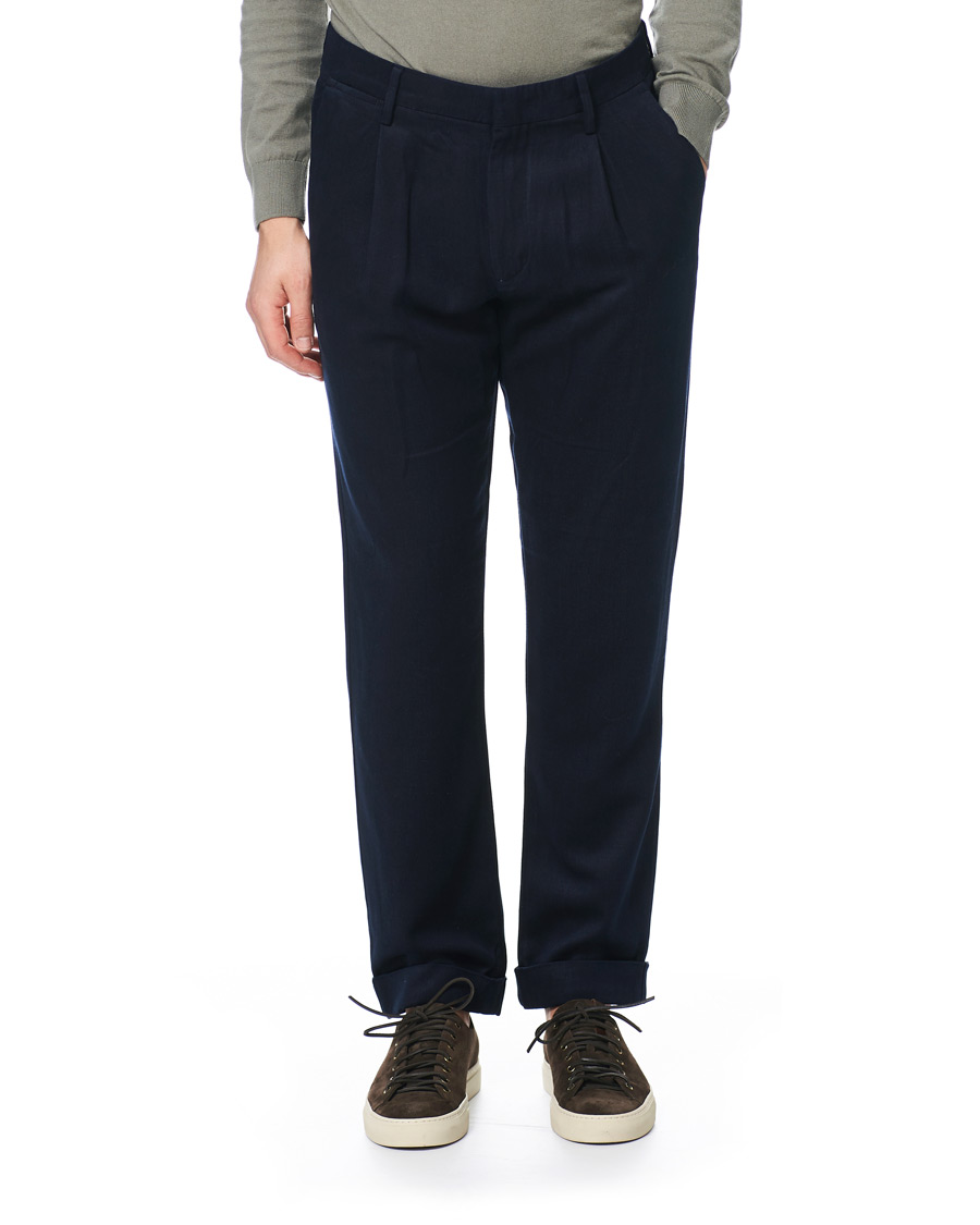 Herre | Bukser | NN07 | Codo Pleated Turn Up Trousers Navy