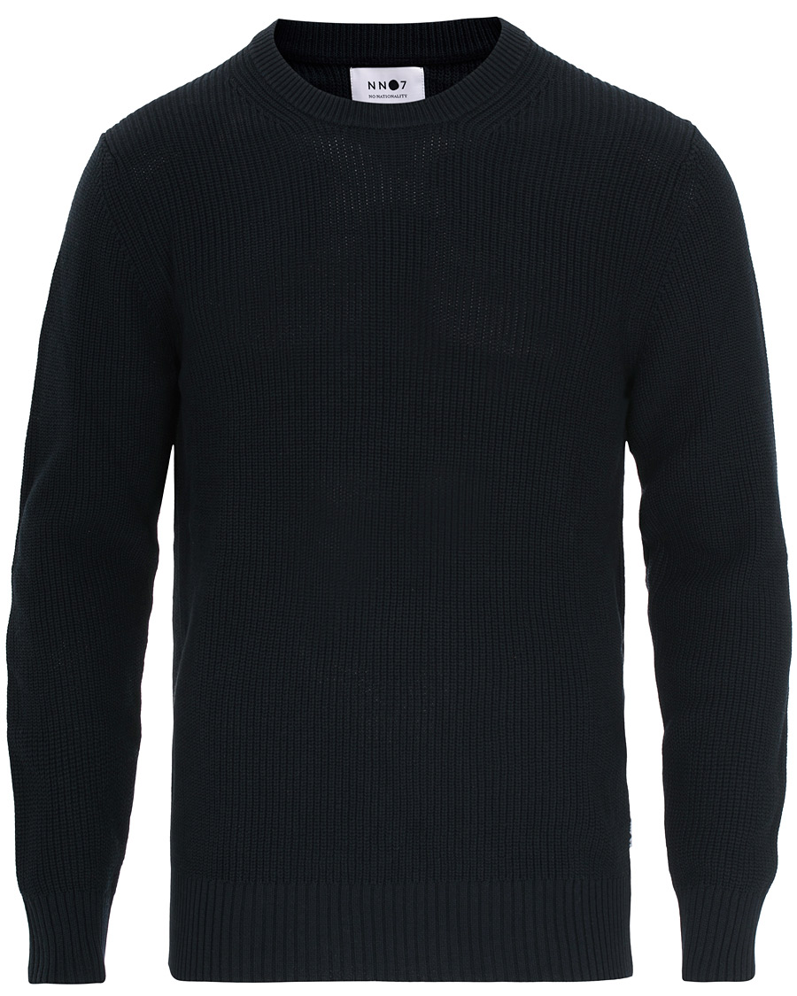 Herre | Trøjer | NN07 | Knut Cotton Ribbed Crew Neck Navy