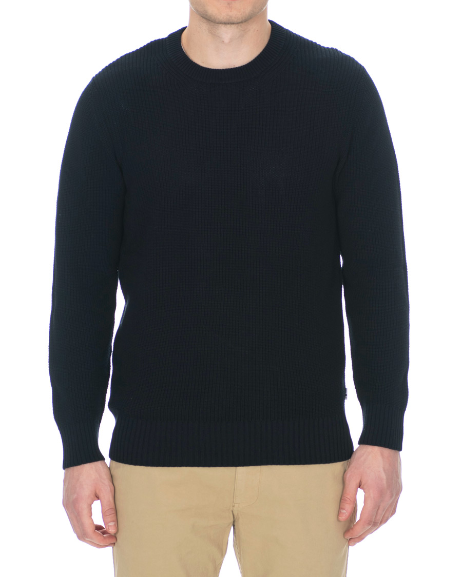 Herre | Trøjer | NN07 | Knut Cotton Ribbed Crew Neck Navy
