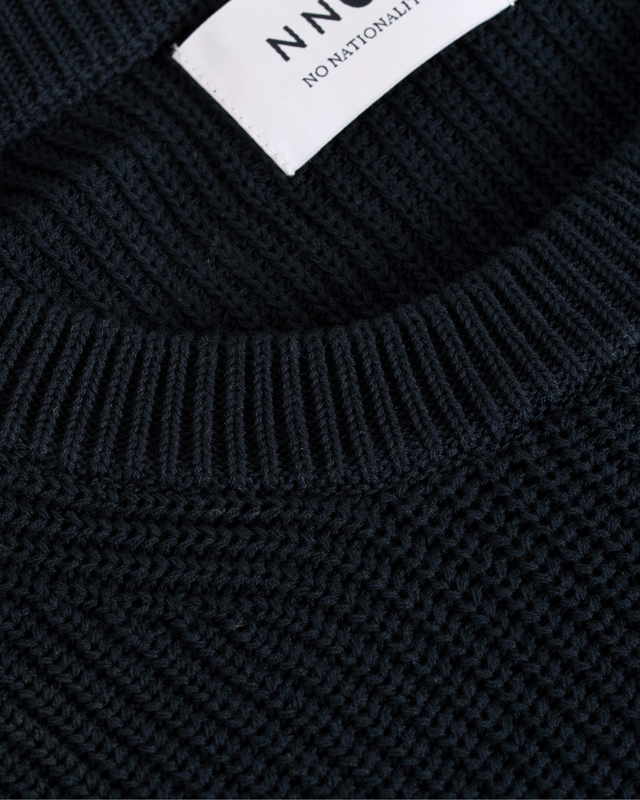 Herre | Trøjer | NN07 | Knut Cotton Ribbed Crew Neck Navy