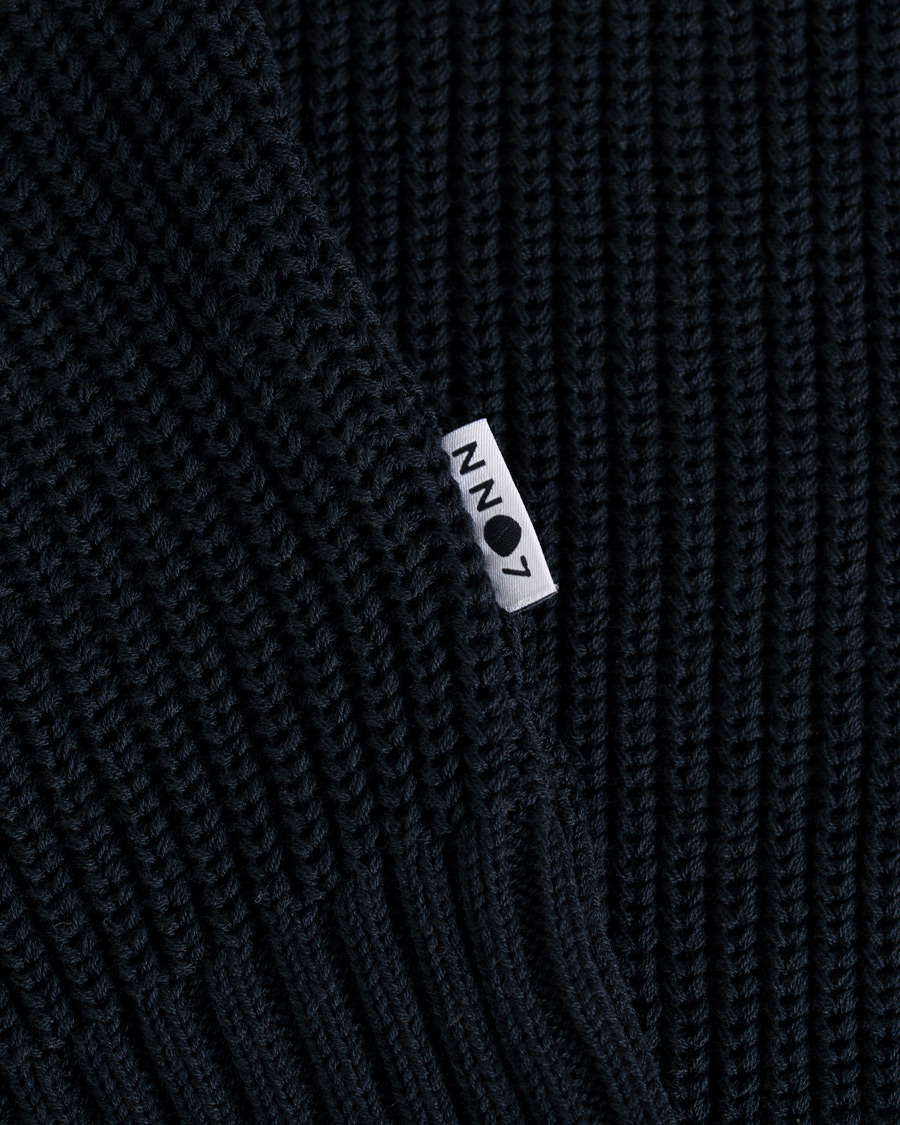 Herre | Trøjer | NN07 | Knut Cotton Ribbed Crew Neck Navy