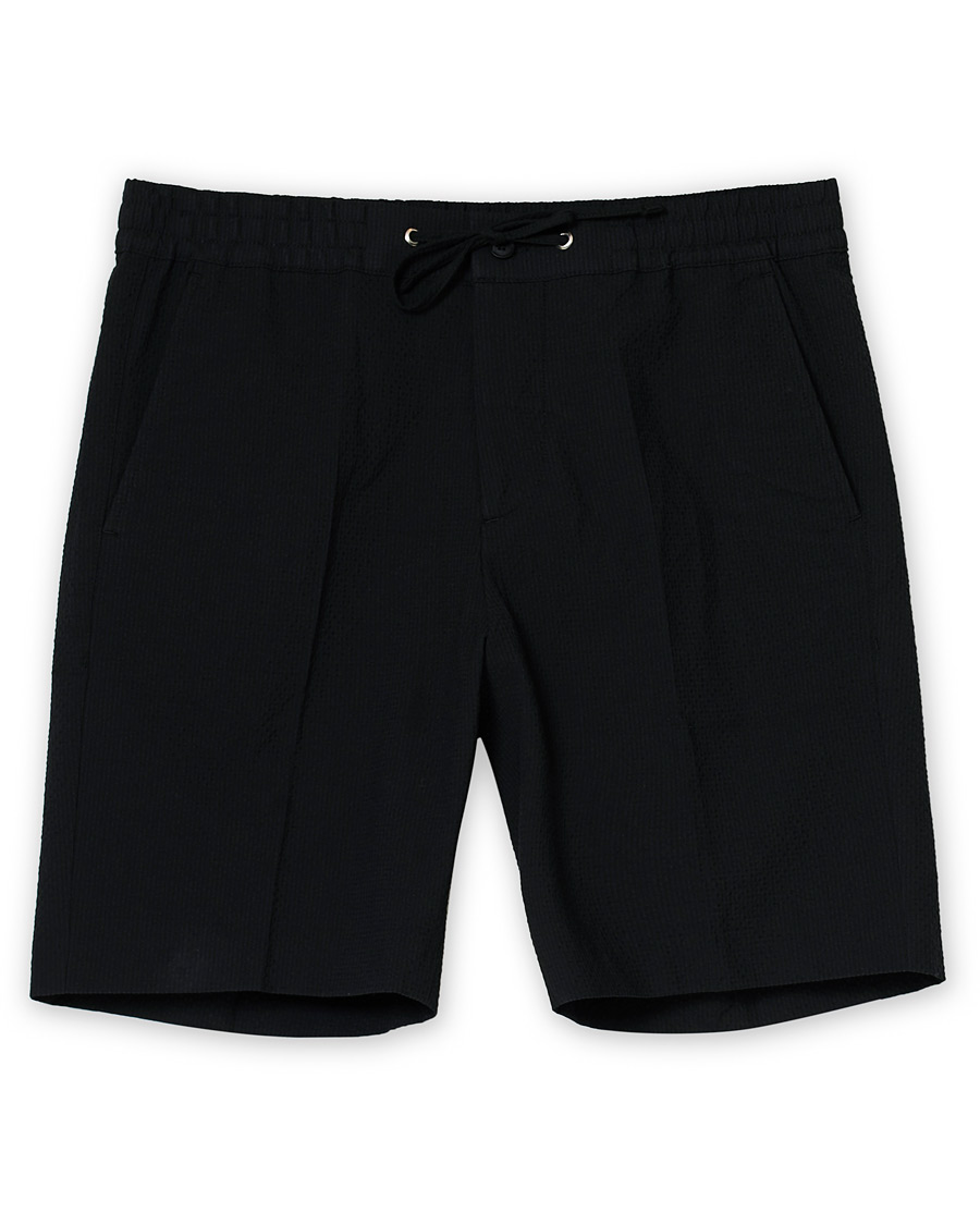 Herre | Shorts | NN07 | Sebastian Seersucker Drawstring Shorts Black