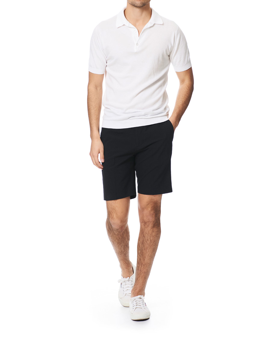 Herre | Shorts | NN07 | Sebastian Seersucker Drawstring Shorts Black