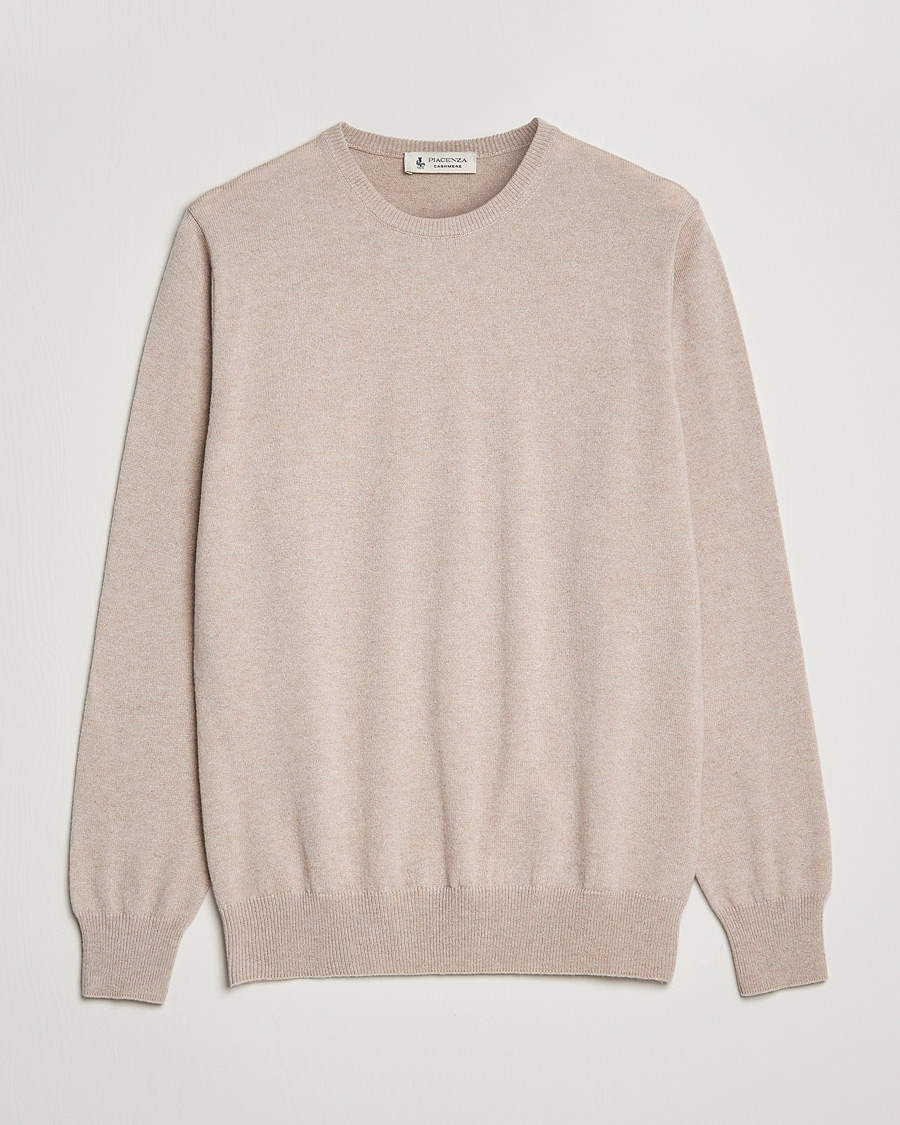 Herre |  | Piacenza Cashmere | Cashmere Crew Neck Sweater Beige