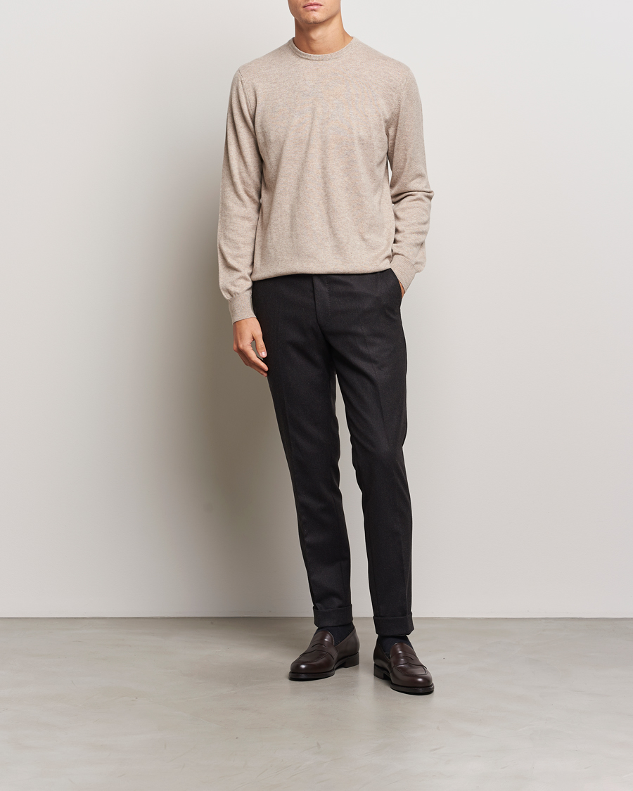 Herre | Trøjer | Piacenza Cashmere | Cashmere Crew Neck Sweater Beige