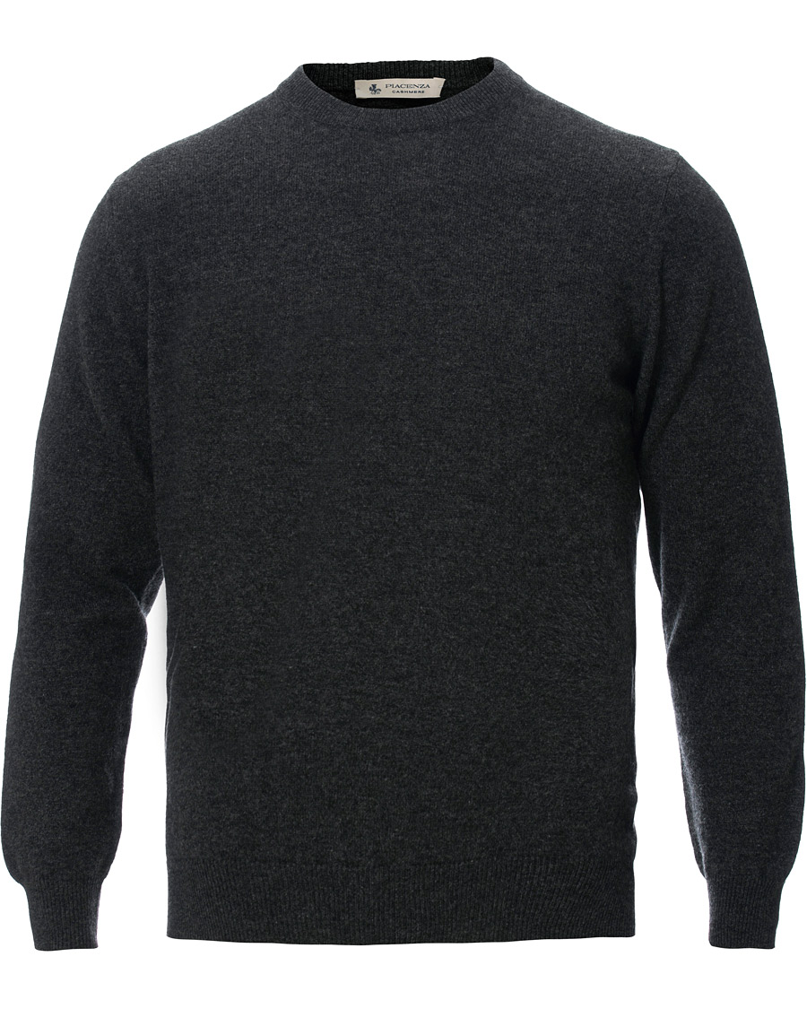 Herre | Trøjer | Piacenza Cashmere | Cashmere Crew Neck Sweater Charcoal