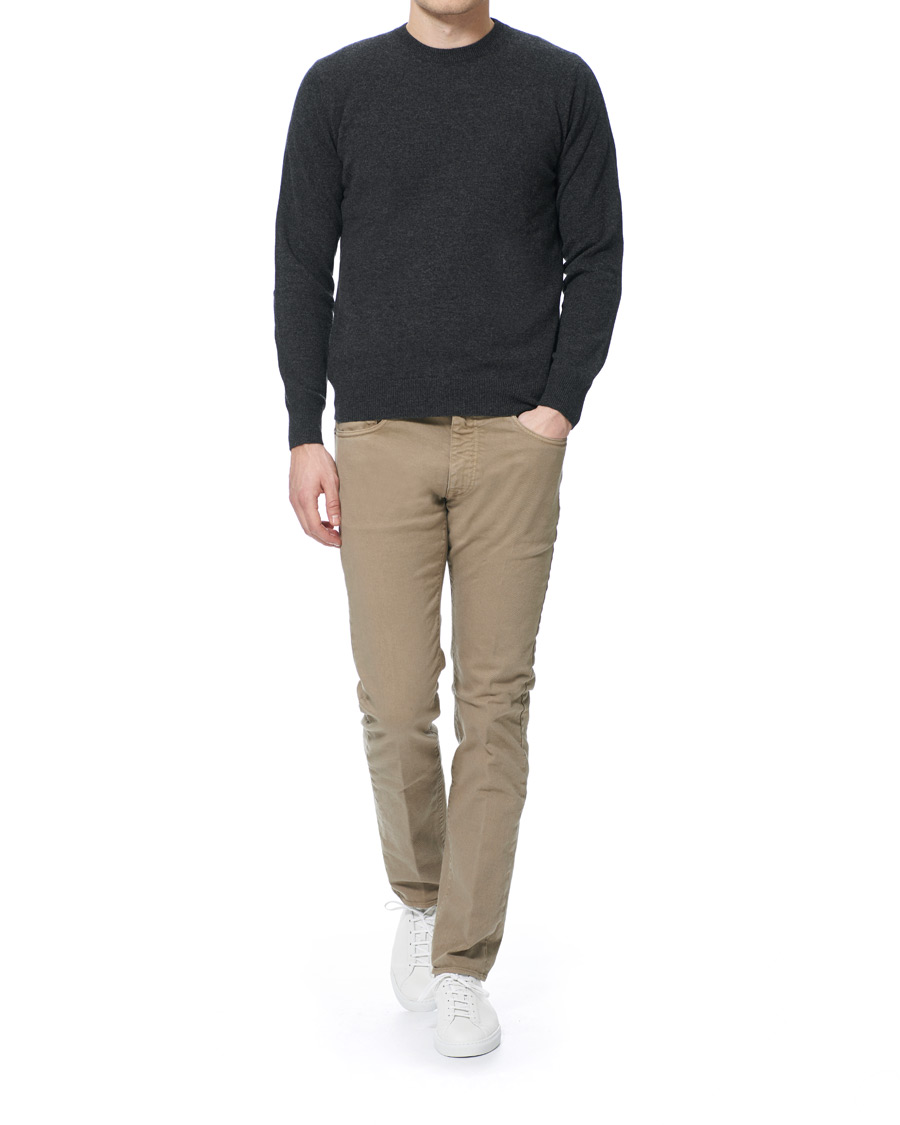 Herre | Trøjer | Piacenza Cashmere | Cashmere Crew Neck Sweater Charcoal